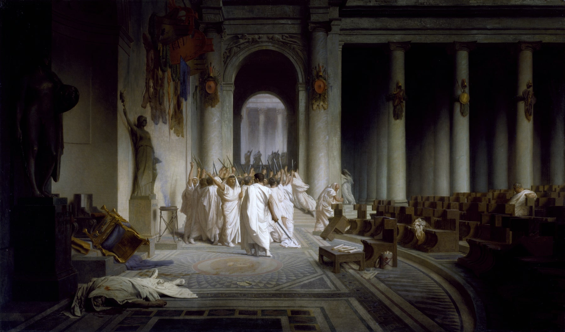 Roman senators leaving the hall after the death of Julius Caesar, by Jean Leon Gerome
