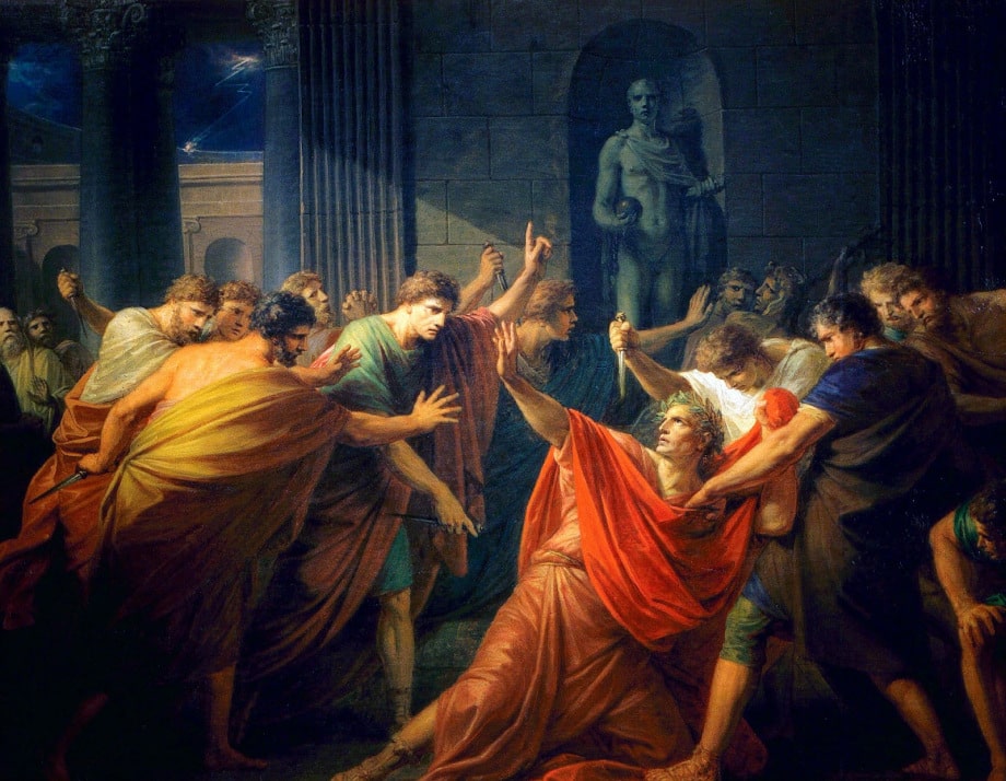 Julius Caesar being stabbed by Roman senators, by Friedrich Fuger